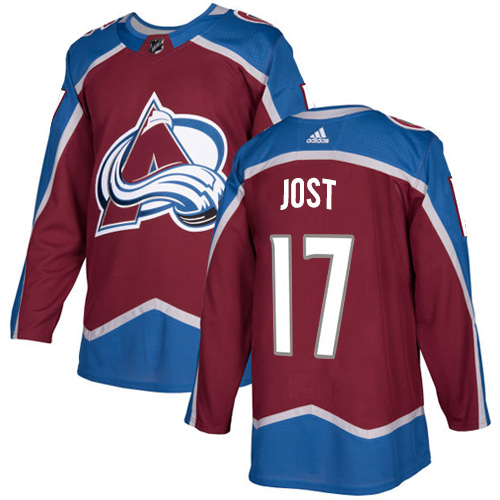 Adidas Avalanche #17 Tyson Jost Burgundy Home Authentic Stitched NHL Jersey